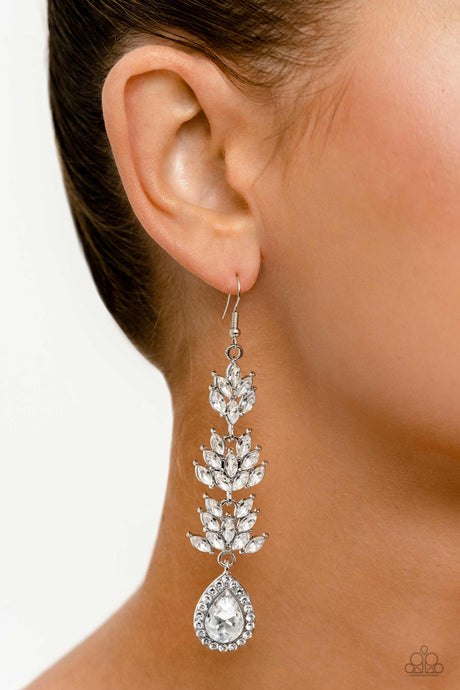 Paparazzi ~ Water Lily Whimsy ~ White Earrings (Life of the Party Exclusive)