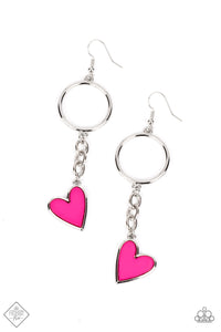 Paparazzi ~ Don’t Miss a HEARTBEAT ~ Pink Earrings (Fashion Fix Exclusive)