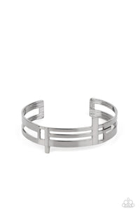 Paparazzi ~ Barred Lines ~ Men's Black/Gunmetal Cuff Bracelet