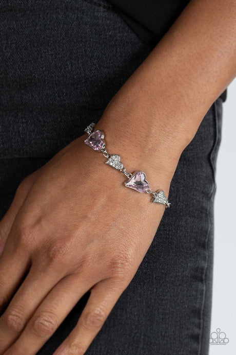 Paparazzi ~ Cluelessly Crushing ~ Pink Hearts Bracelet