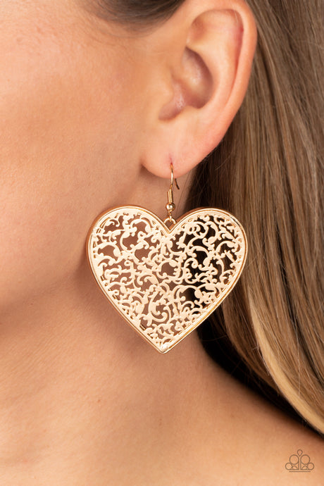Paparazzi ~ Fairest in the Land ~ Gold Heart Earrings