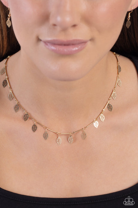 Paparazzi ~ LEAF a Light On ~ Gold  Necklace Set