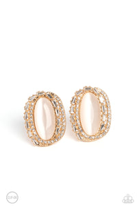 Paparazzi ~ Shimmery Statement ~ Gold Clip-On Earrings