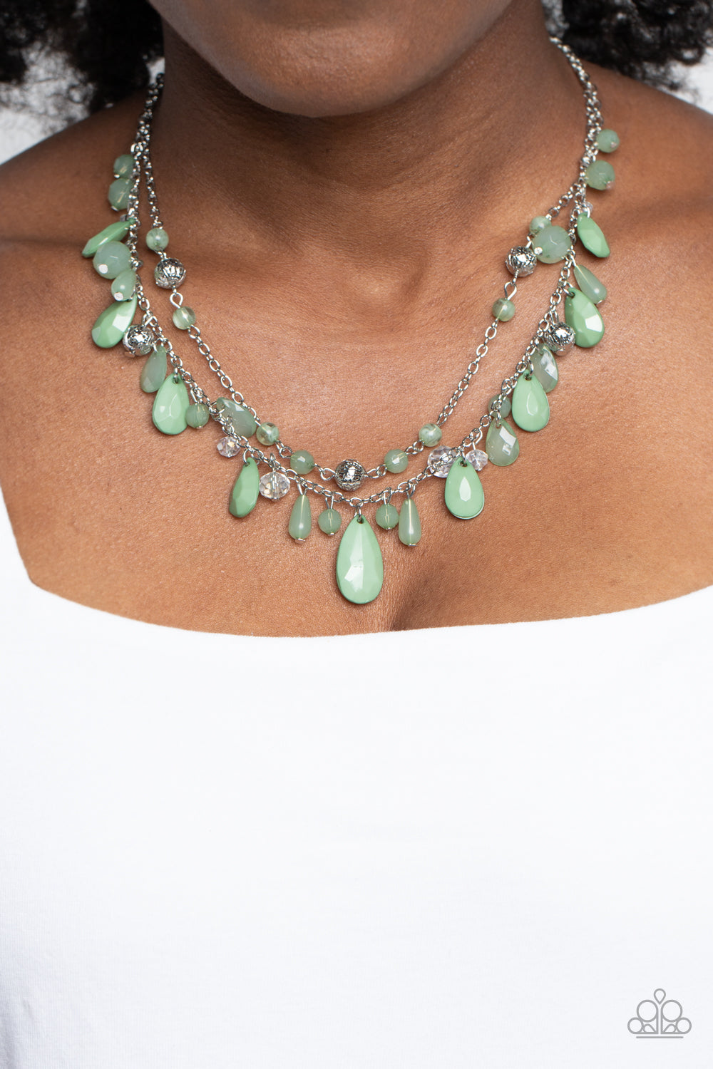 Paparazzi ~ Flirty Flood ~ Green Necklace Set