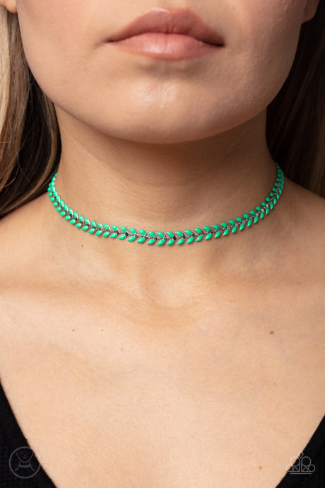 Paparazzi ~ Grecian Grace ~ Green Choker Necklace Set