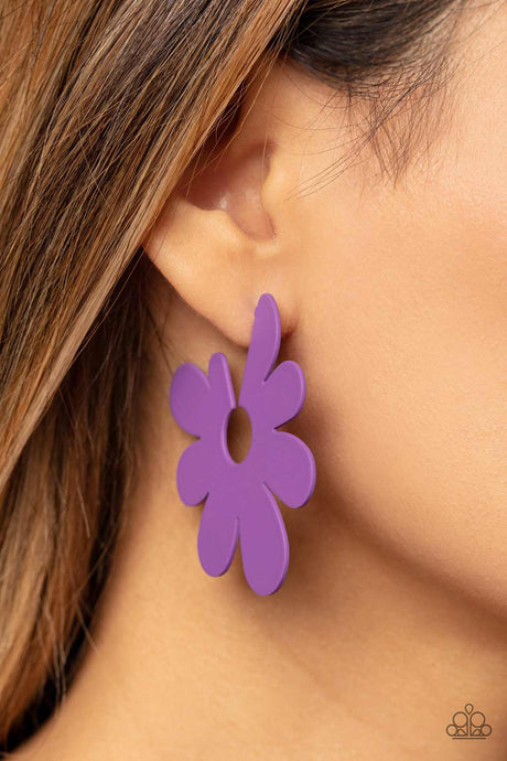Paparazzi ~ Flower Power Fantasy ~ Purple Flower Hoop Earrings