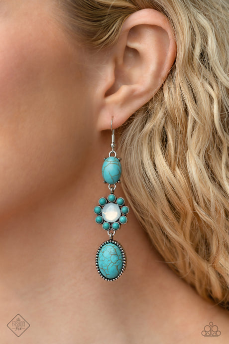 Paparazzi ~ Carefree Cowboy ~ Blue Turquoise Earrings (Fashion Fix Exclusive)