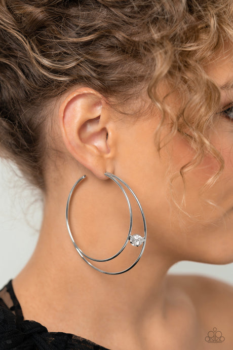 Paparazzi ~ Theater HOOP ~ White Hoop Earrings