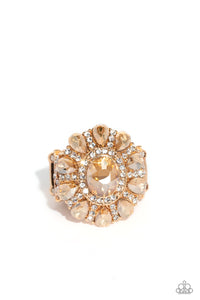Paparazzi ~ GLIMMER and Spice  ~ Gold Ring with Stretchy Band (Life of the Party Exclusive)