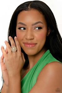 Paparazzi ~ GLIMMER and Spice  ~ Gold Ring with Stretchy Band (Life of the Party Exclusive)