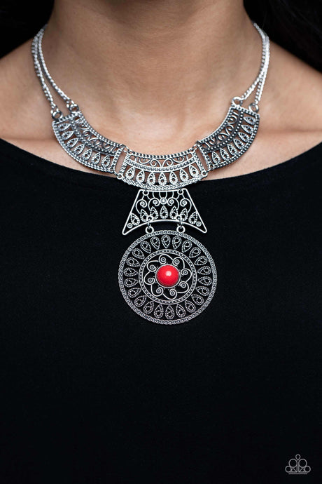 Paparazzi ~ Fetching Filigree ~ Red Necklace Set