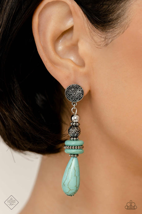 Paparazzi ~ Desert Fever ~ Blue Post Earrings (Fashion Fix Exclusive)