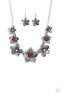 Paparazzi ~ Free FLORAL ~ Red Necklace Set
