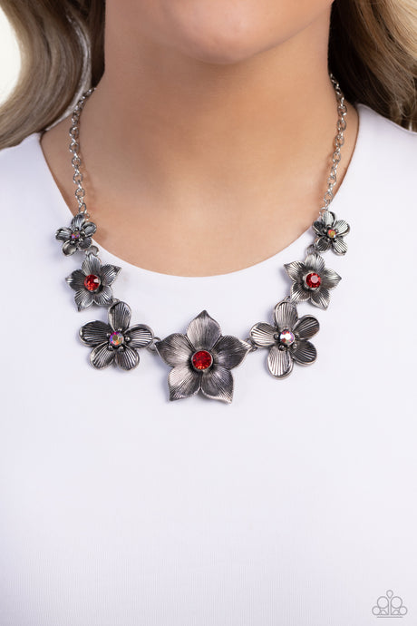 Paparazzi ~ Free FLORAL ~ Red Necklace Set