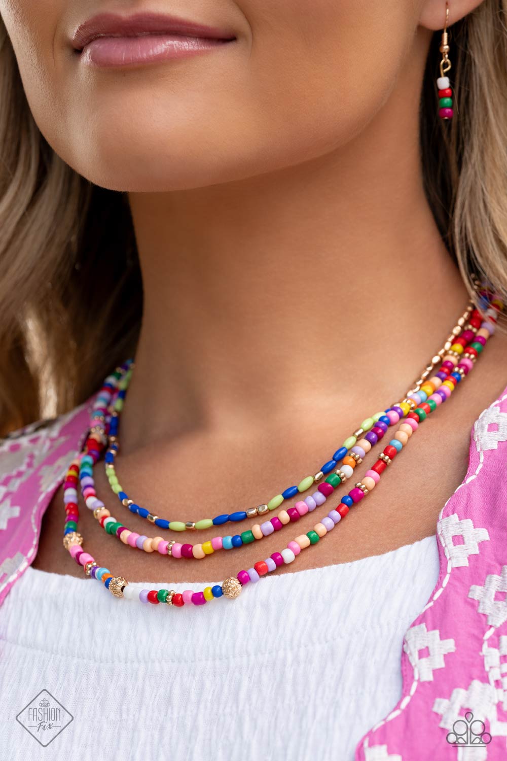 Paparazzi ~ Multicolored Mashup ~ Gold Necklace and Bracelet Set (Fashion Fix Exclusive)