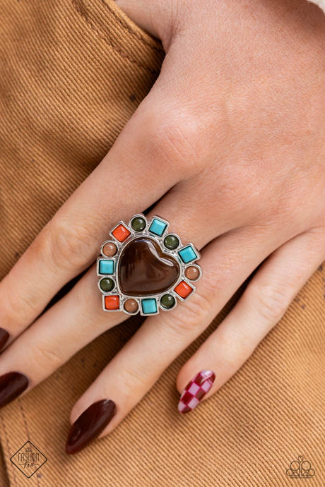 Paparazzi ~ Desertscape Decadence ~ Brown Ring with Stretchy Band (Fashion Fix Exclusive)