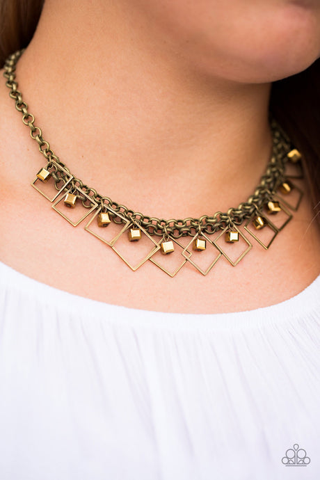 Paparazzi - GEO Down In History - Brass Necklace - Klassy Jewelz Boutique