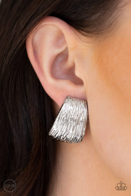 Paparazzi - Superstar Shimmer - Silver Clip-On Earrings - Klassy Jewelz Boutique