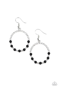 Paparazzi - Glowing Grandeur - Black Bead Hoop Earrings - Klassy Jewelz Boutique