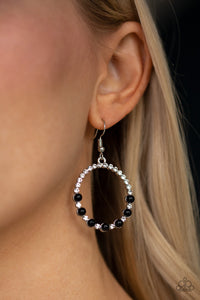 Paparazzi - Glowing Grandeur - Black Bead Hoop Earrings - Klassy Jewelz Boutique