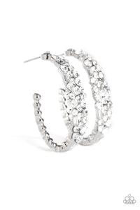 Paparazzi ~ A GLITZY Conscience ~ White Hoop Earrings