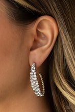 Load image into Gallery viewer, Paparazzi ~ A GLITZY Conscience ~ White Hoop Earrings