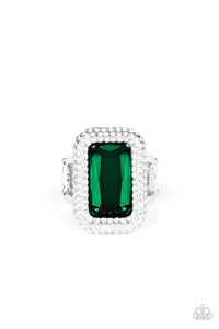 Paparazzi ~ A Grand Statement Maker ~ Green Ring with Stretchy Band