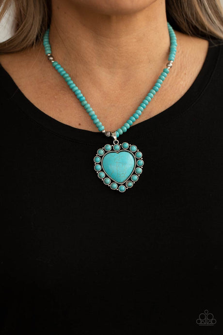 Paparazzi ~ A Heart Of Stone ~ Blue Turquoise Necklace Set (Life of the Party Exclusive)