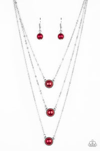 Paparazzi ~ A Love For Luster ~ Red Pearl Necklace Set
