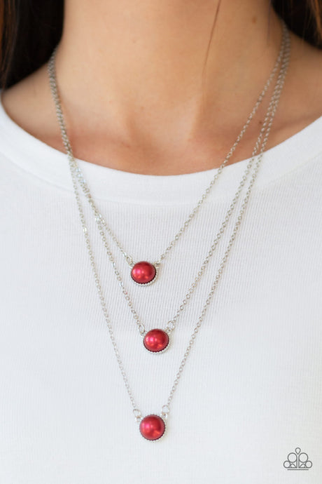 Paparazzi ~ A Love For Luster ~ Red Pearl Necklace Set