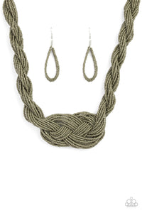 Paparazzi ~ A Standing Ovation ~ Green Knotted Seed Bead Necklace Set