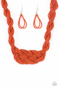 Paparazzi ~ A Standing Ovation ~ Orange Knotted Seed Bead Necklace Set
