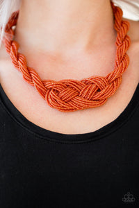 Paparazzi ~ A Standing Ovation ~ Orange Knotted Seed Bead Necklace Set