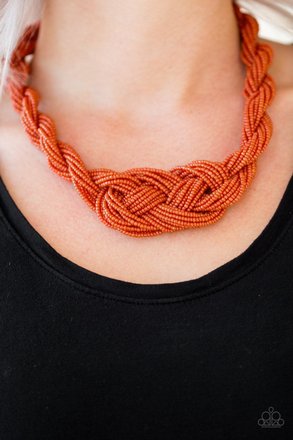 Paparazzi ~ A Standing Ovation ~ Orange Knotted Seed Bead Necklace Set