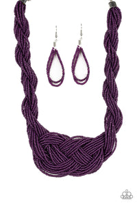 Paparazzi ~ A Standing Ovation ~ Purple (Plum) Knotted Seed Bead Necklace Set