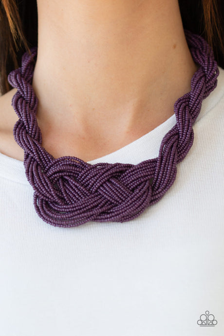 Paparazzi ~ A Standing Ovation ~ Purple (Plum) Knotted Seed Bead Necklace Set