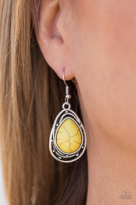 Paparazzi - Abstract Anthropology - Yellow Earrings