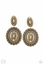Load image into Gallery viewer, Paparazzi ~ Ageless Artifact ~ Brass Clip-On Earrings