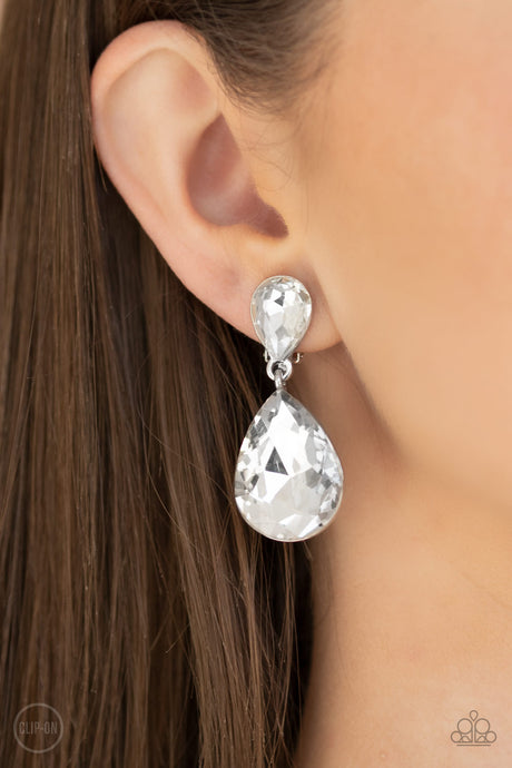 Paparazzi - Aim For The MEGASTARS - White Clip-On Earrings -$5.00