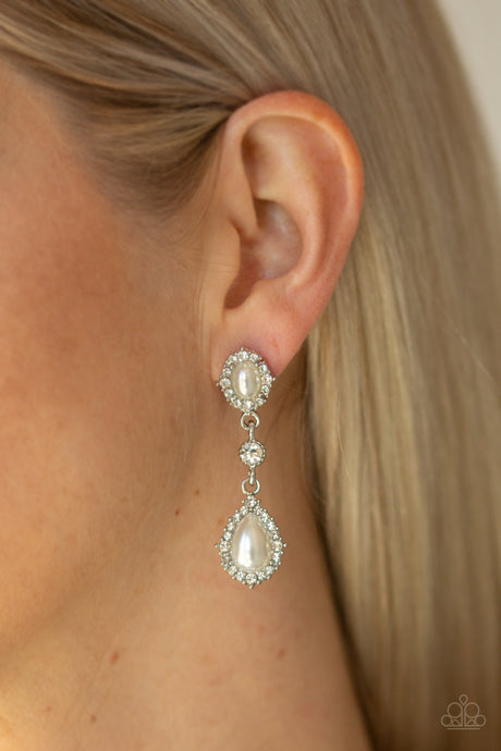 Paparazzi ~ All-GLOWING ~ White Post Earrings