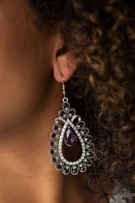Paparazzi - All About Business - Purple Earring - Klassy Jewelz Boutique