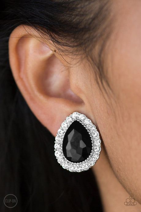 Paparazzi - All HAUTE and Bothered - Black Clip On Earrings - Klassy Jewelz Boutique