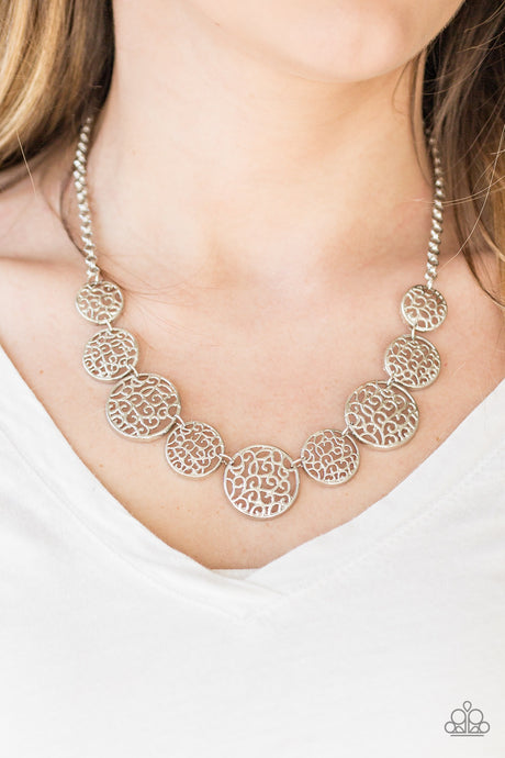 Paparazzi - All The Time In The WHIRL - Silver Filigree Necklace Set - Klassy Jewelz Boutique