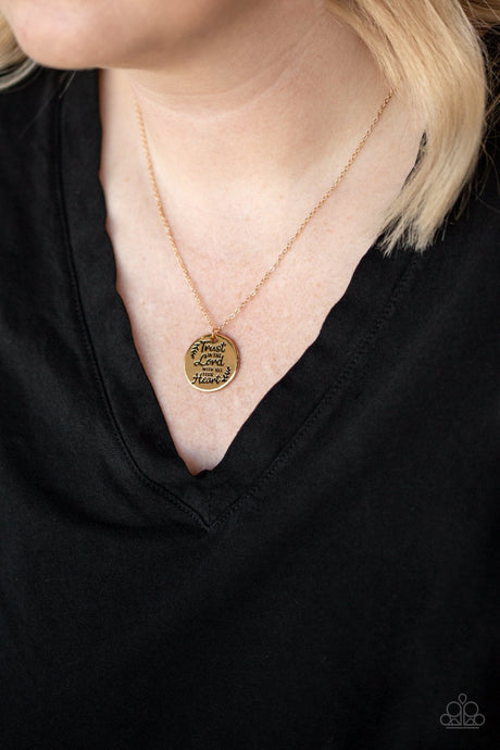 Paparazzi ~ All You Need Is Trust ~ Gold Inspirational Pendant Necklace Set