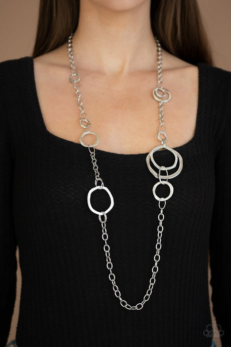 Paparazzi ~ Amped Up Metallics ~ Silver Necklace Set