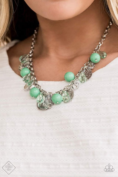 Paparazzi ~  Prismatic Sheen ~ Green Necklace and Bracelet Set (Fashion Fix Exclusive)