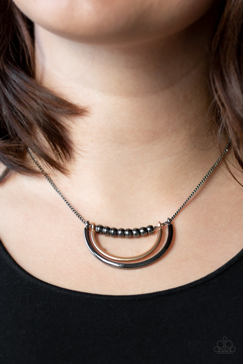 Paparazzi ~ Artificial Arches ~ Black Gunmetal Necklace Set