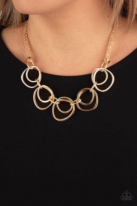 Paparazzi ~ Asymmetrical Adornment ~ Gold Necklace Set