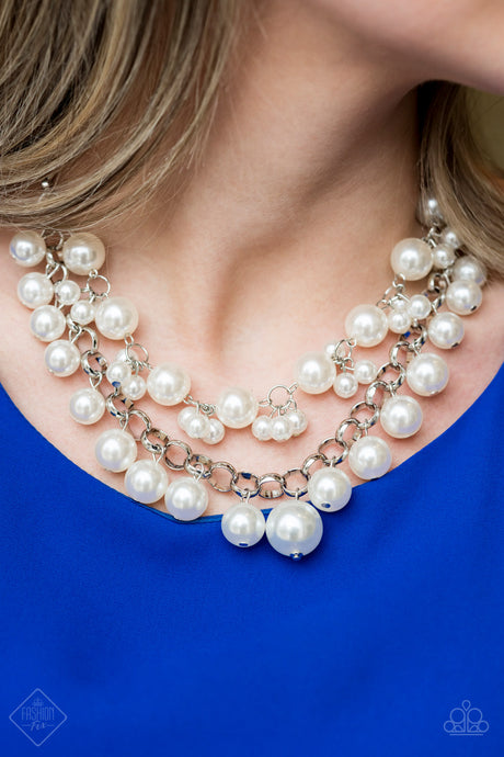 Paparazzi ~ BALLROOM Service ~ White Pearl Necklace Set Fashion Fix Exclusive)