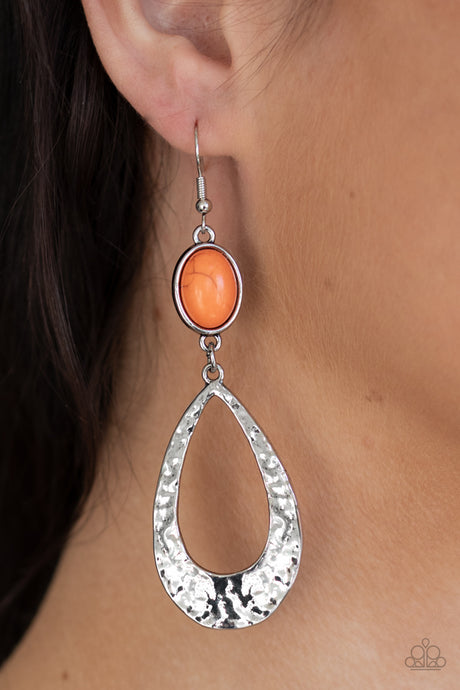 Paparazzi ~ Badlands Baby ~ Orange Earrings